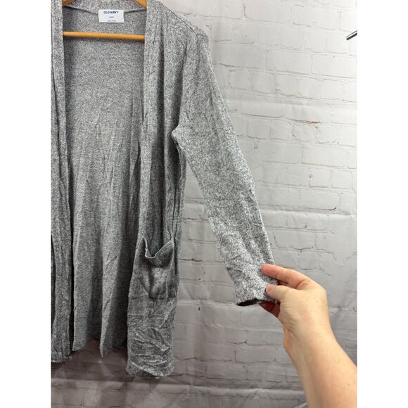 Old Navy Size Large Gray Open Front Cardigan Sweater Top Women Stylish Pockets - Picture 3 of 6